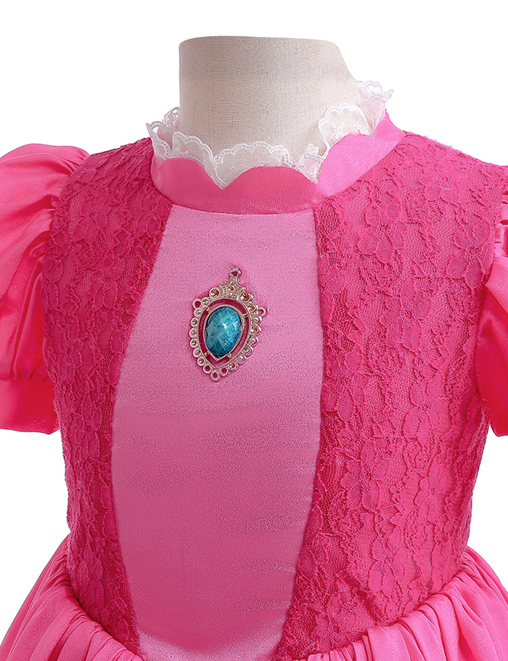 Neeooll Girls' Princess Party Dress - Pink formal gown, Non-Stretchy Fabric for Birthday, Christmas, Halloween, Royal Ball - Elegant Princess Outfit for Girls, Princess Dress, Solid Color Fabric, Lace Detailing