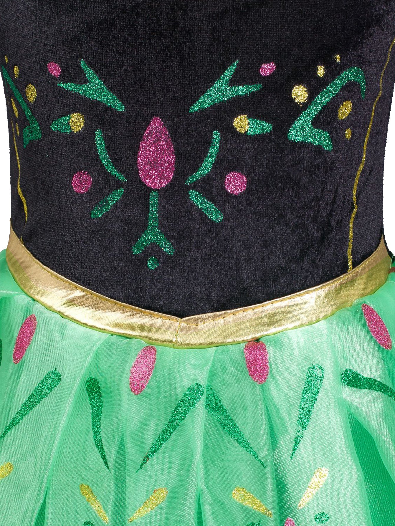 Neeooll Girls' Green Princess Dress Fairy Tale Role Play Christmas Halloween Carnival Birthday Party Costume with Accessories Set Round Neck