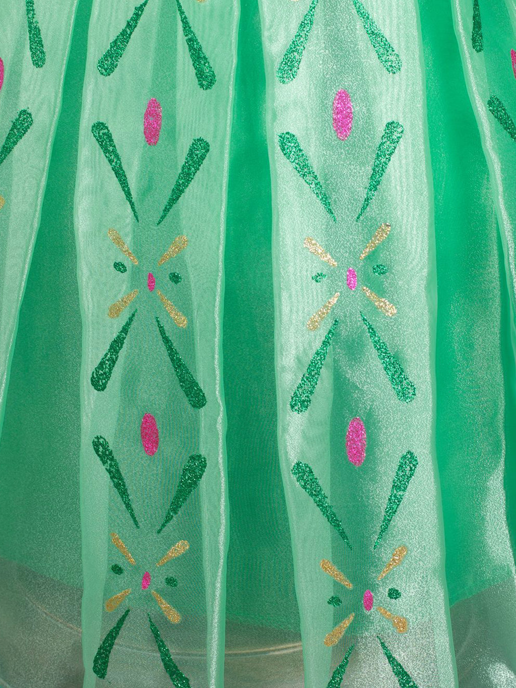 Neeooll Girls' Green Princess Dress Fairy Tale Role Play Christmas Halloween Carnival Birthday Party Costume with Accessories Set Round Neck