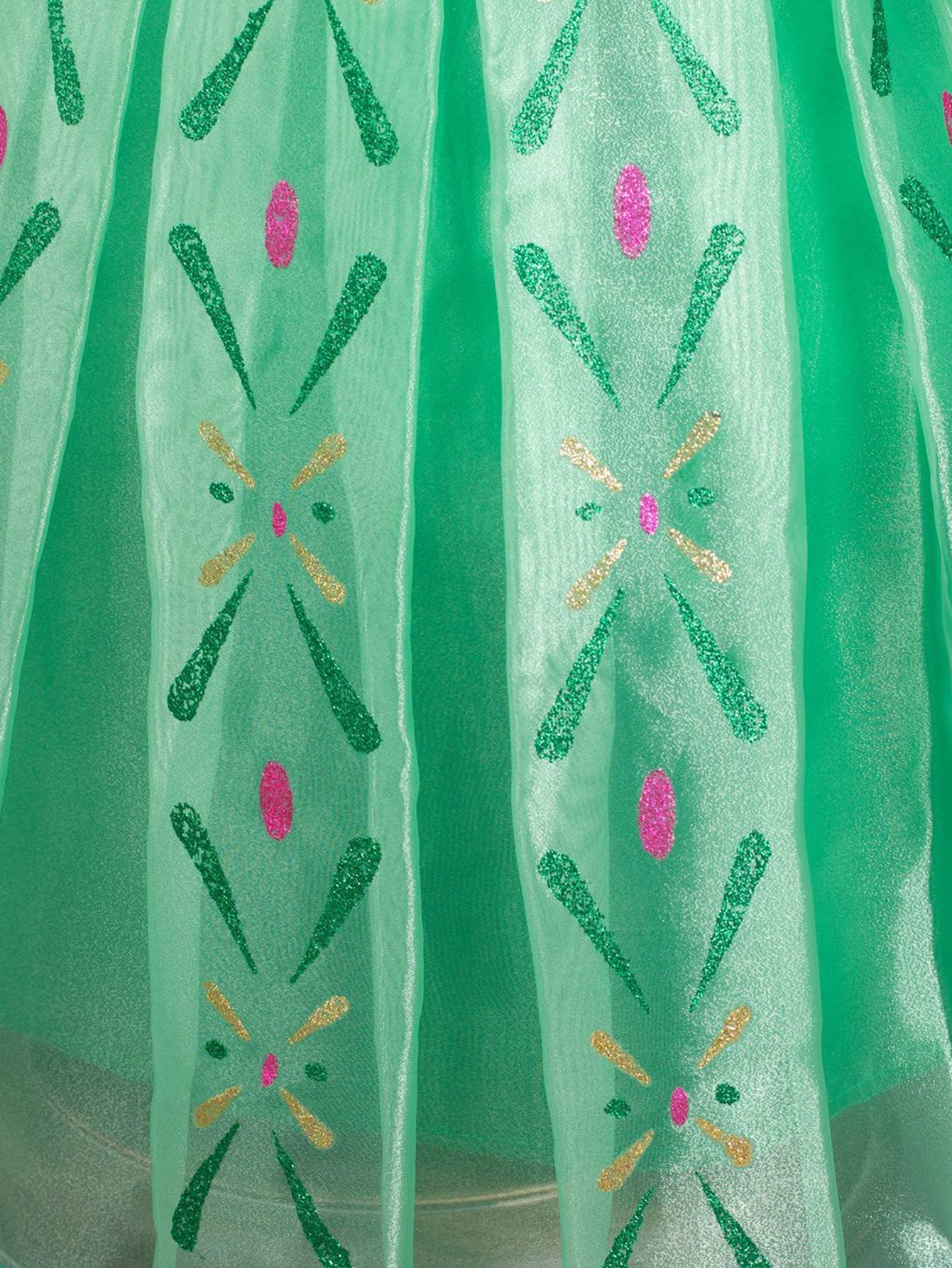 Neeooll Girls' Green Princess Dress Fairy Tale Role Play Christmas Halloween Carnival Birthday Party Costume with Accessories Set Round Neck