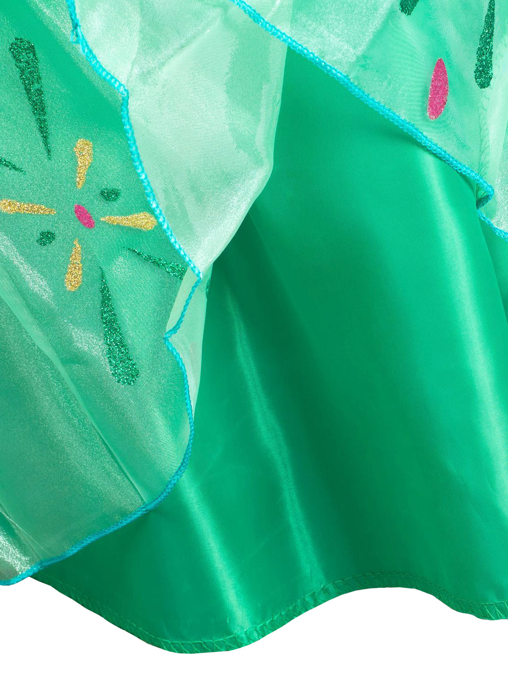 Neeooll Girls' Green Princess Dress Fairy Tale Role Play Christmas Halloween Carnival Birthday Party Costume with Accessories Set Round Neck