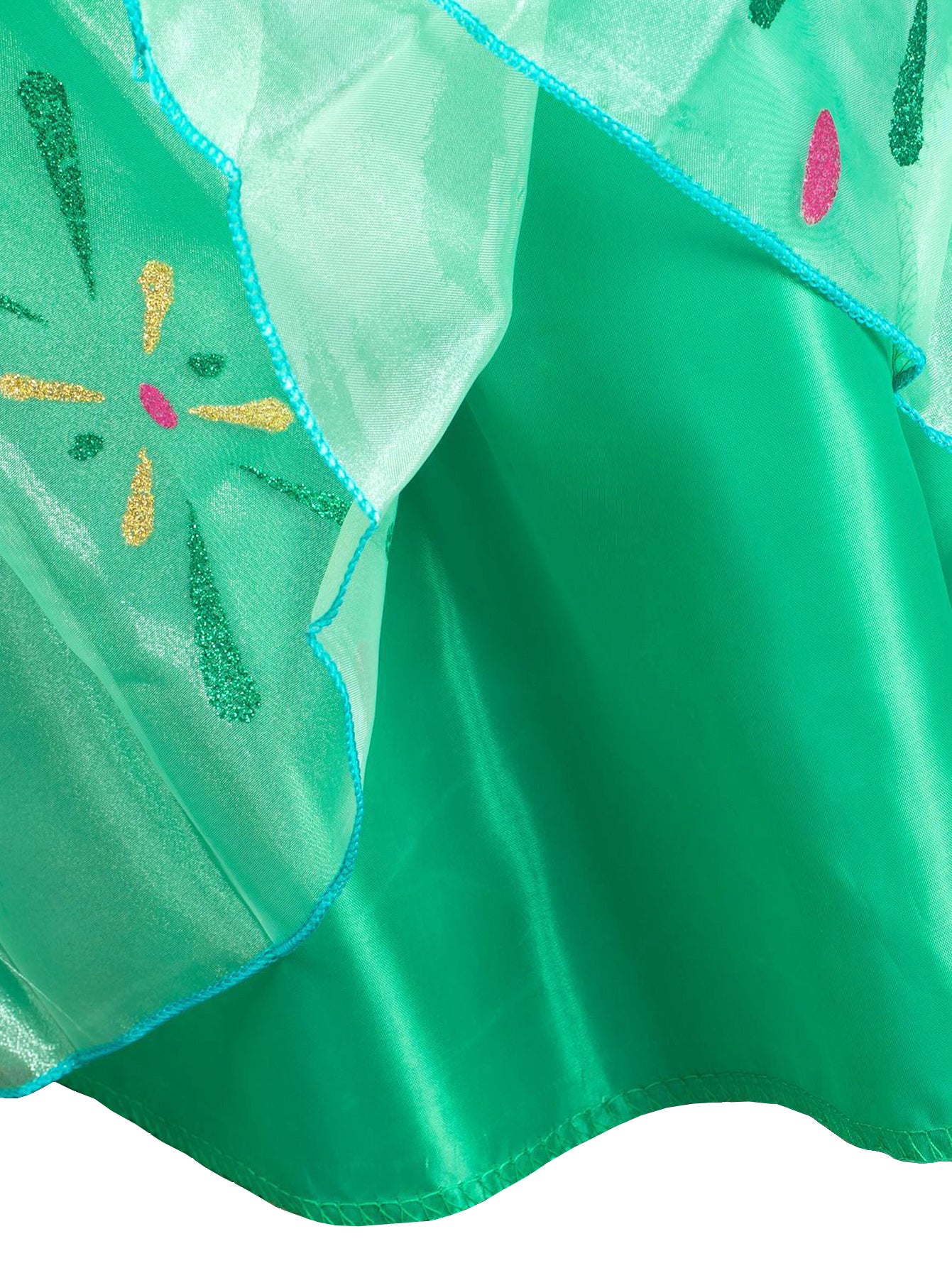 Neeooll Girls' Green Princess Dress Fairy Tale Role Play Christmas Halloween Carnival Birthday Party Costume with Accessories Set Round Neck