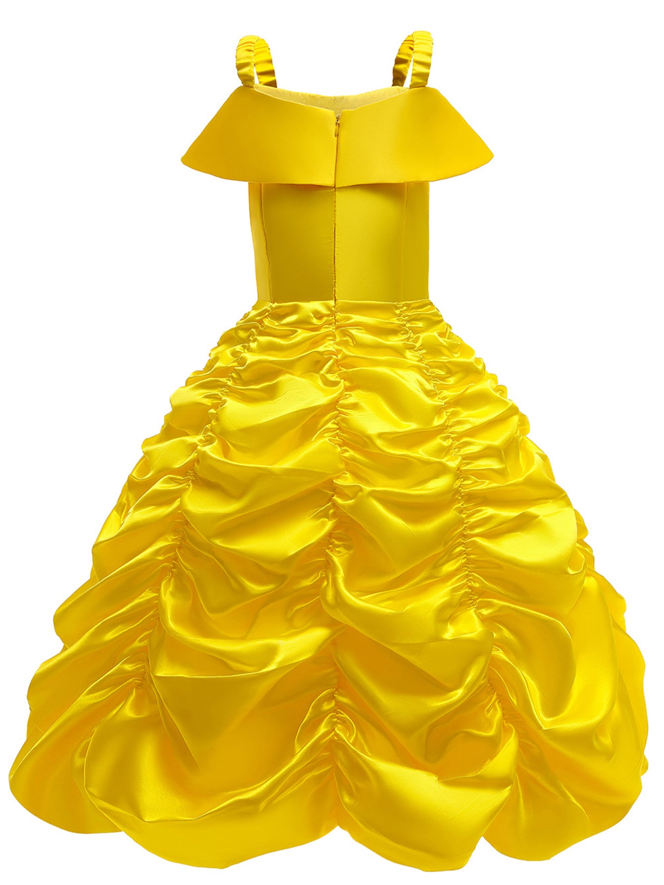 Neeooll Yellow Elegant Princess Dress Costume Set with Crown, Ring, and Necklace Accessories for Carnival, Mardi Gras, Halloween, Christmas, Birthday Party Role Play - Perfect Gift for Girls