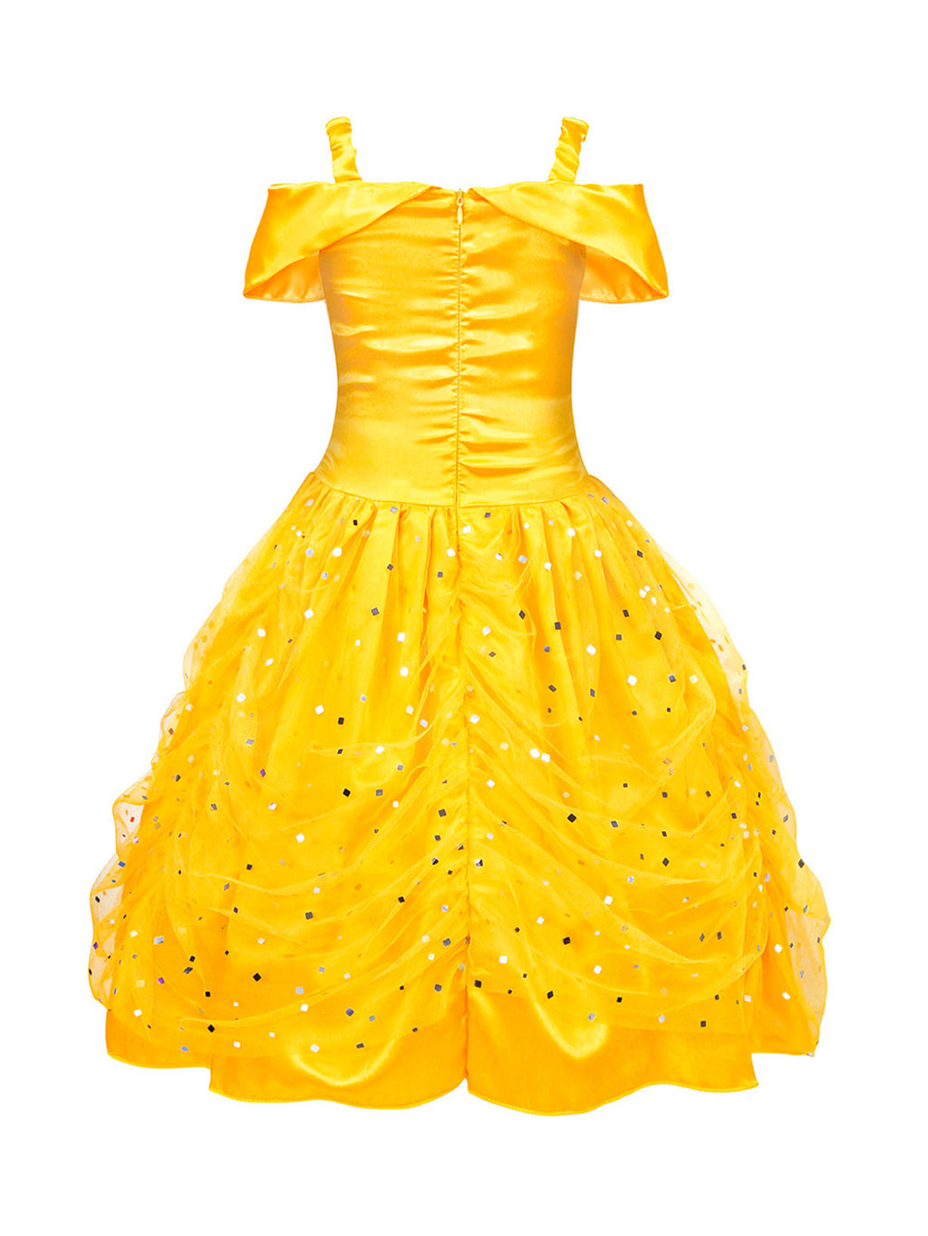Neeooll Girls' Yellow Princess Dress with Crown Accessory Set for Christmas, Halloween, Birthday Parties, Carnival, Mardi Gras, and Costume Events, Best for Christmas