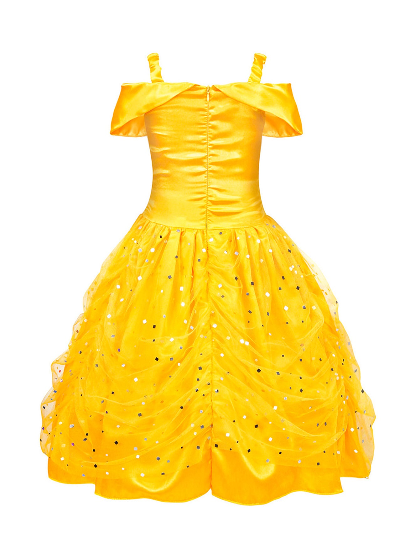 Neeooll Girls' Yellow Princess Dress with Crown Accessory Set for Christmas, Halloween, Birthday Parties, Carnival, Mardi Gras, and Costume Events, Best for Christmas