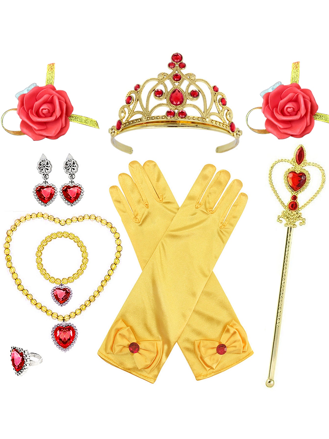 Neeooll Girls' Yellow Princess Dress with Crown Accessory Set for Christmas, Halloween, Birthday Parties, Carnival, Mardi Gras, and Costume Events, Best for Christmas