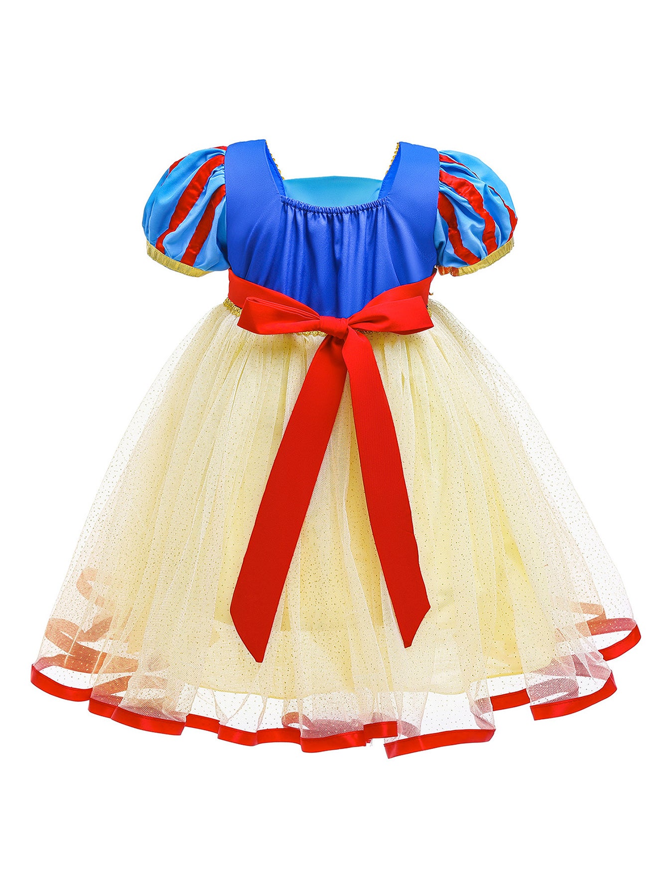 Neeooll Girls Fairy Tale Princess Dress Costume Set with Crown, Necklace, Ring for Halloween, Christmas Party, Birthday Gift