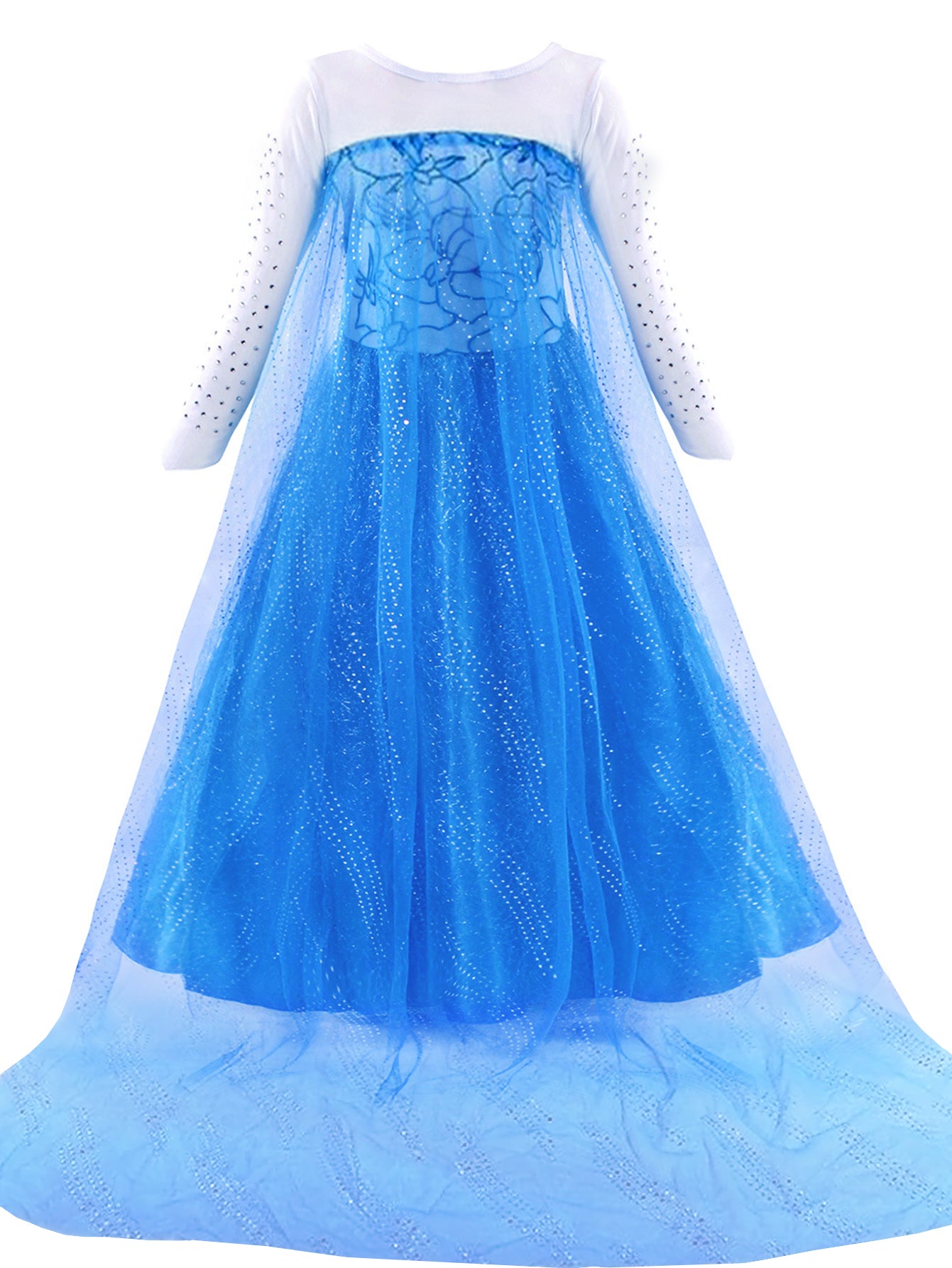 Neeooll Girls' Blue Princess Dress Fairy Tale Role Play Christmas Halloween Carnival Birthday Party Costume with Accessories Set